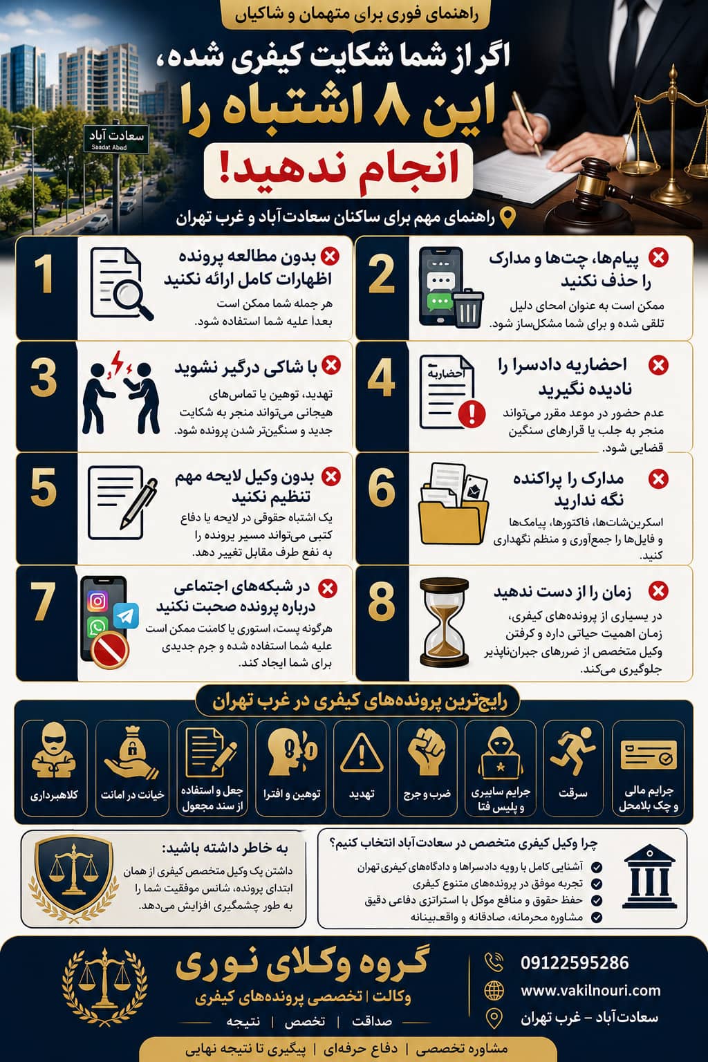 وکیل دعاوی کیفری غرب تهران