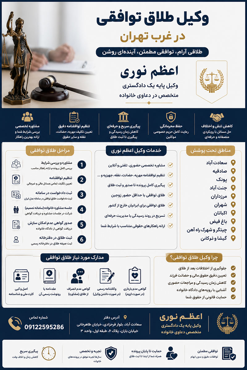 وکیل طلاق توافقی غرب تهران